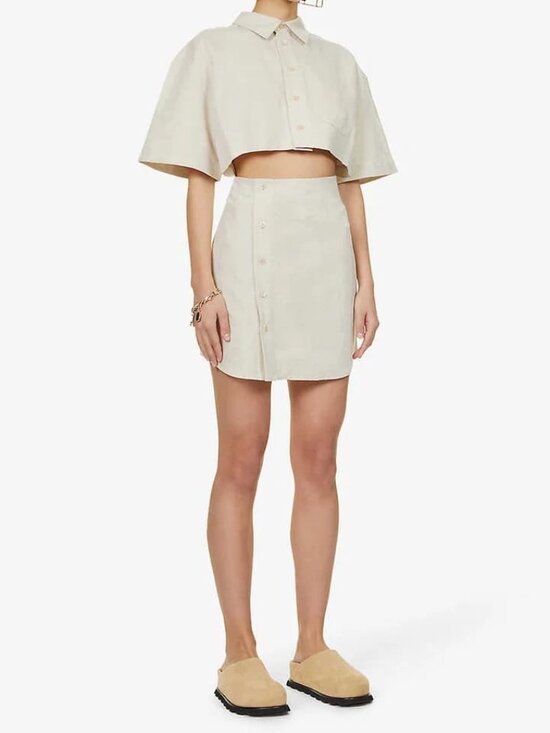 Jacquemus Dresses & Skirts - Jacquemus La Robe Arles Mini Dress Beige Cotton Linen FR 38